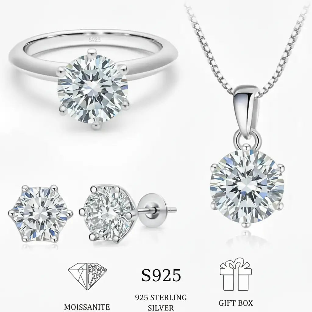 Parure in Argento 925 con Moissanite certificata